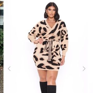 NWT Fashion Nova Cheetah Sweater Dress